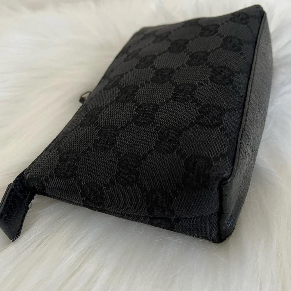 Gucci GG Black Monogram Cosmetic Pouch Italy